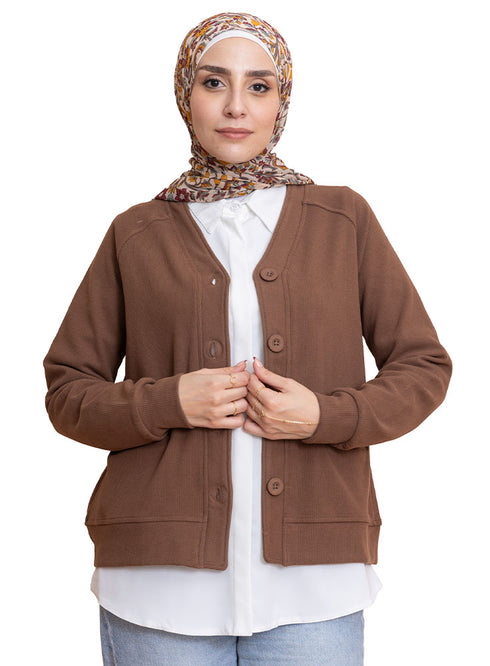 Brown RD-Button Sweater